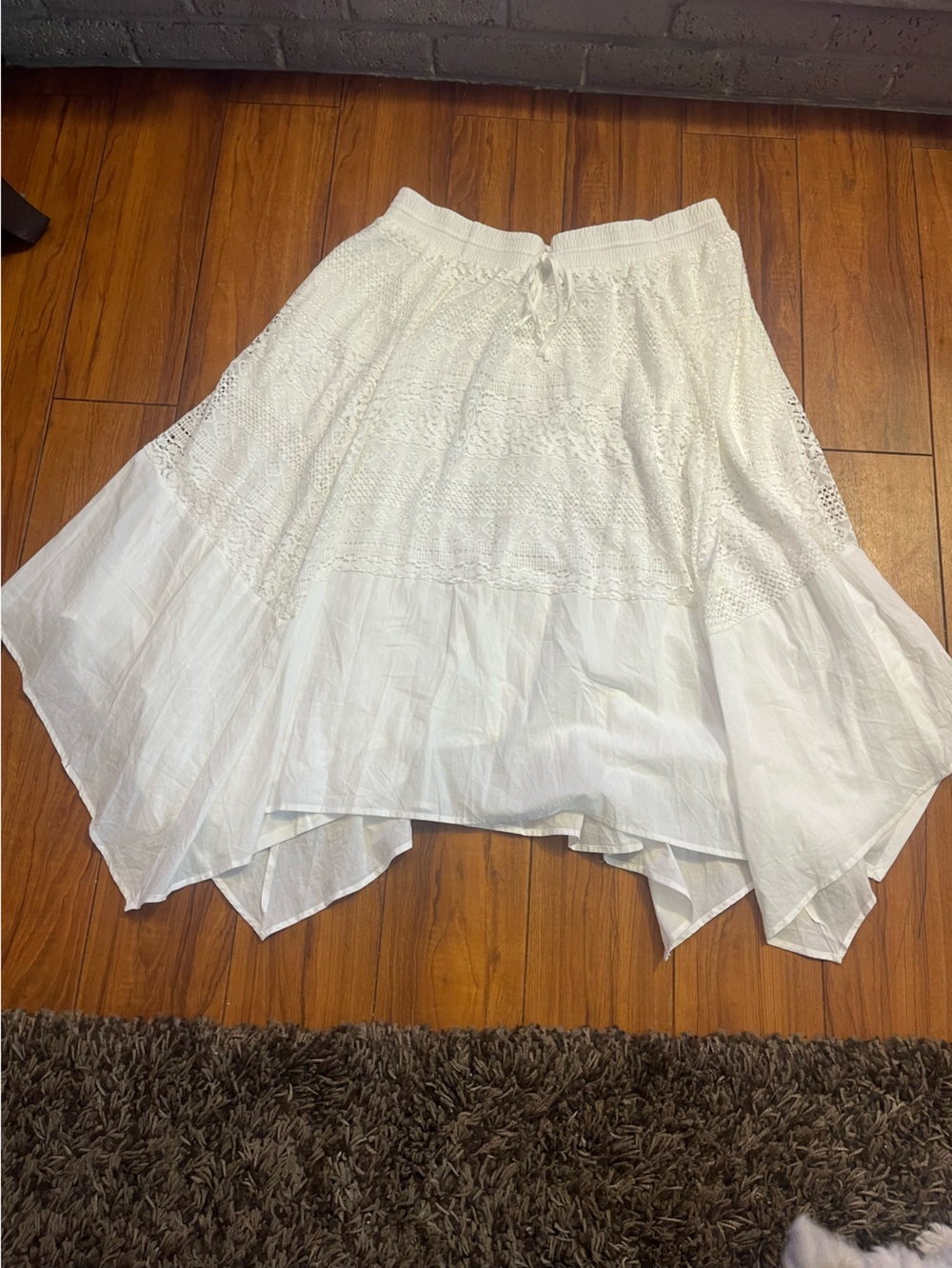 torrid White Boho Handkerchief Hem Midi Skirt